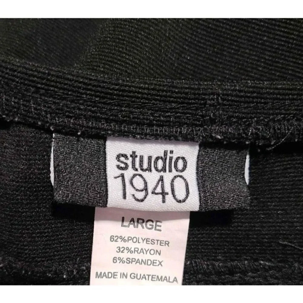 Studio 1940 Womens Black Pull On Stretch Capris/Belt loops/Button Decor …